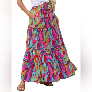 Vibrant Hippie Festival Maxi Skirt Flowy Like New XL